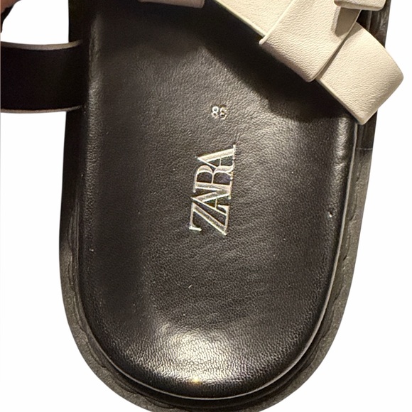 Zara Treaded Sole Low Heel White Leather Fisherman Sandal Size EU 38 US 7.5/8 - Picture 8 of 11